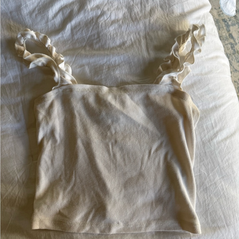Abercrombie & Fitch Cream Camisole with Ruffled Straps
